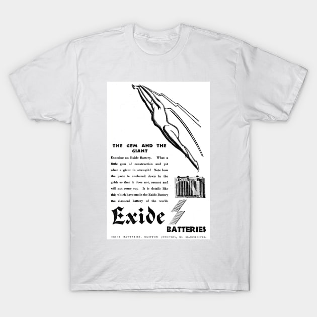 Exide Batteries - 1929 Vintage Advert T-Shirt by BASlade93